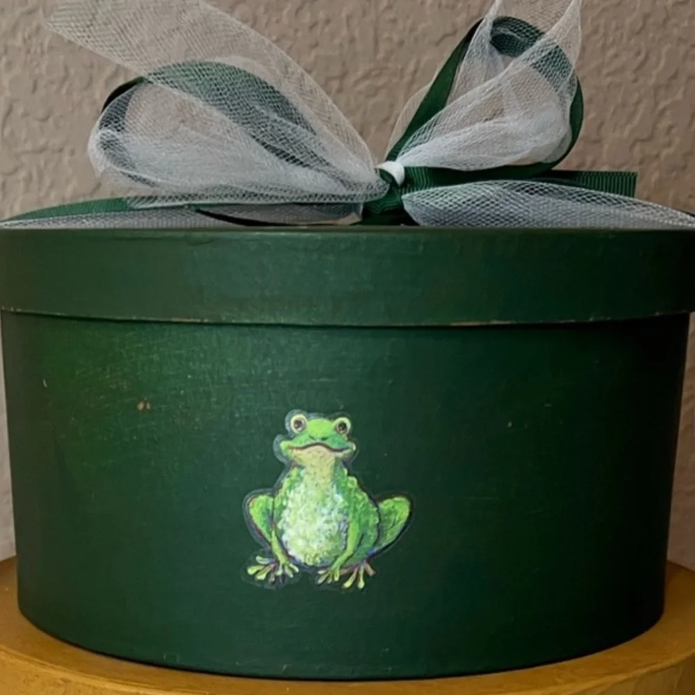 Home Decorative Owl and Frog Storage Boxes Set of 2 with Ribbon New